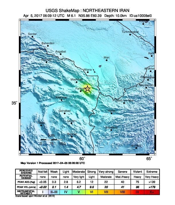 محل دقیق زلزله ۶ ریشتری مشهد/عکس