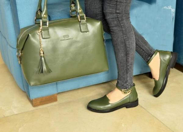 ست کیف و کفش زنانه سبز رنگ