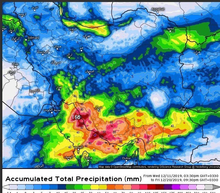 اخبار هواشناسی کشور ۹۸/۰۹/۲۱| بارندگی شدید و احتمالا جاری شدن سیل در جنوب کشور
