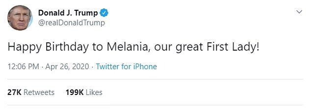توئیت دونالد ترامپ برای تولد ۵۰ سالگی ملانیا