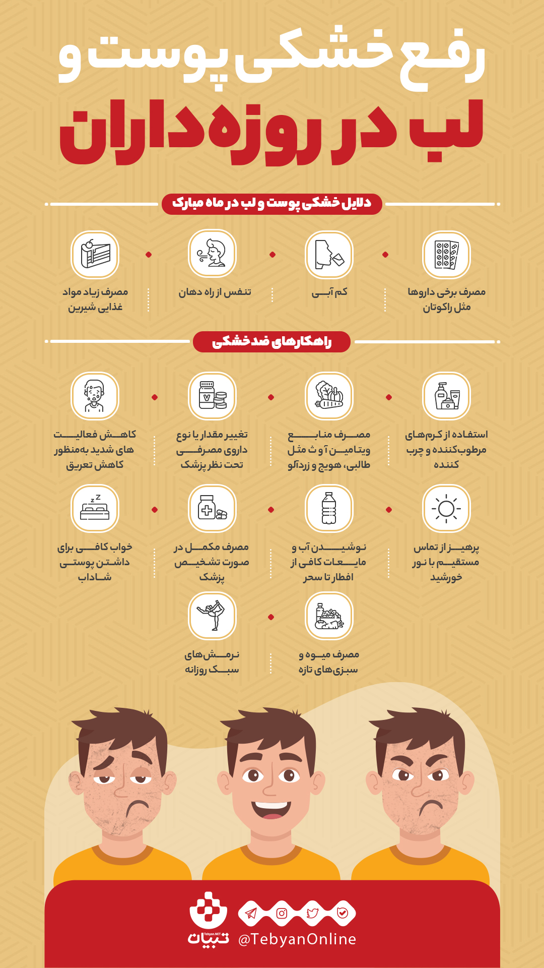 اینفوگرافی|رفع خشکی پوست و لب در روزه‌داران