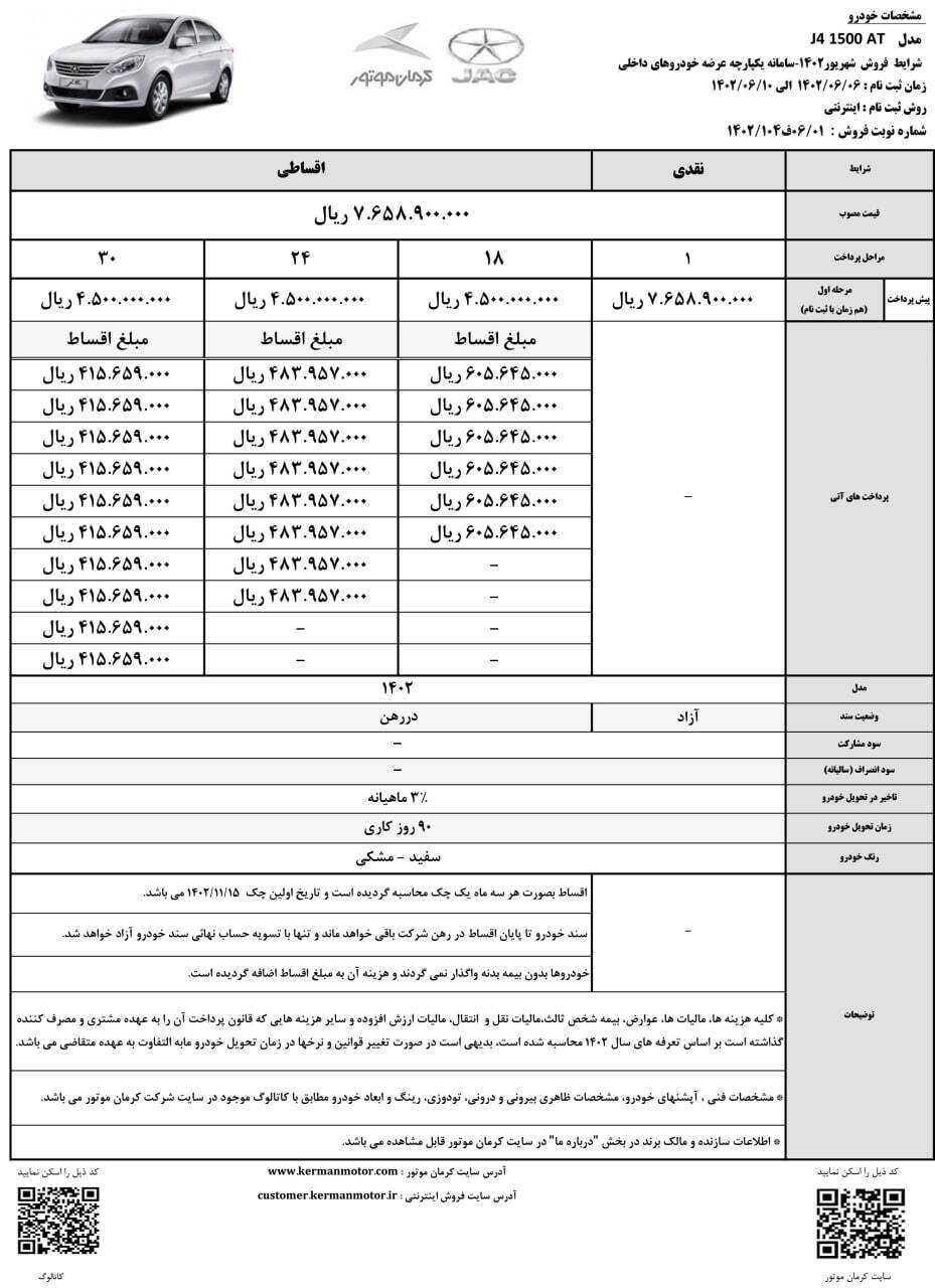 متقاضیان سامانه یکپارچه با هر اولویتی، در سال ۱۴۰۲ از کرمان موتور خودرو اقساطی بگیرند ؛ سامانه یکپارچه خودرو برای متقاضیان بدون تخصیص باز شد + جزئیات فروش و قیمت