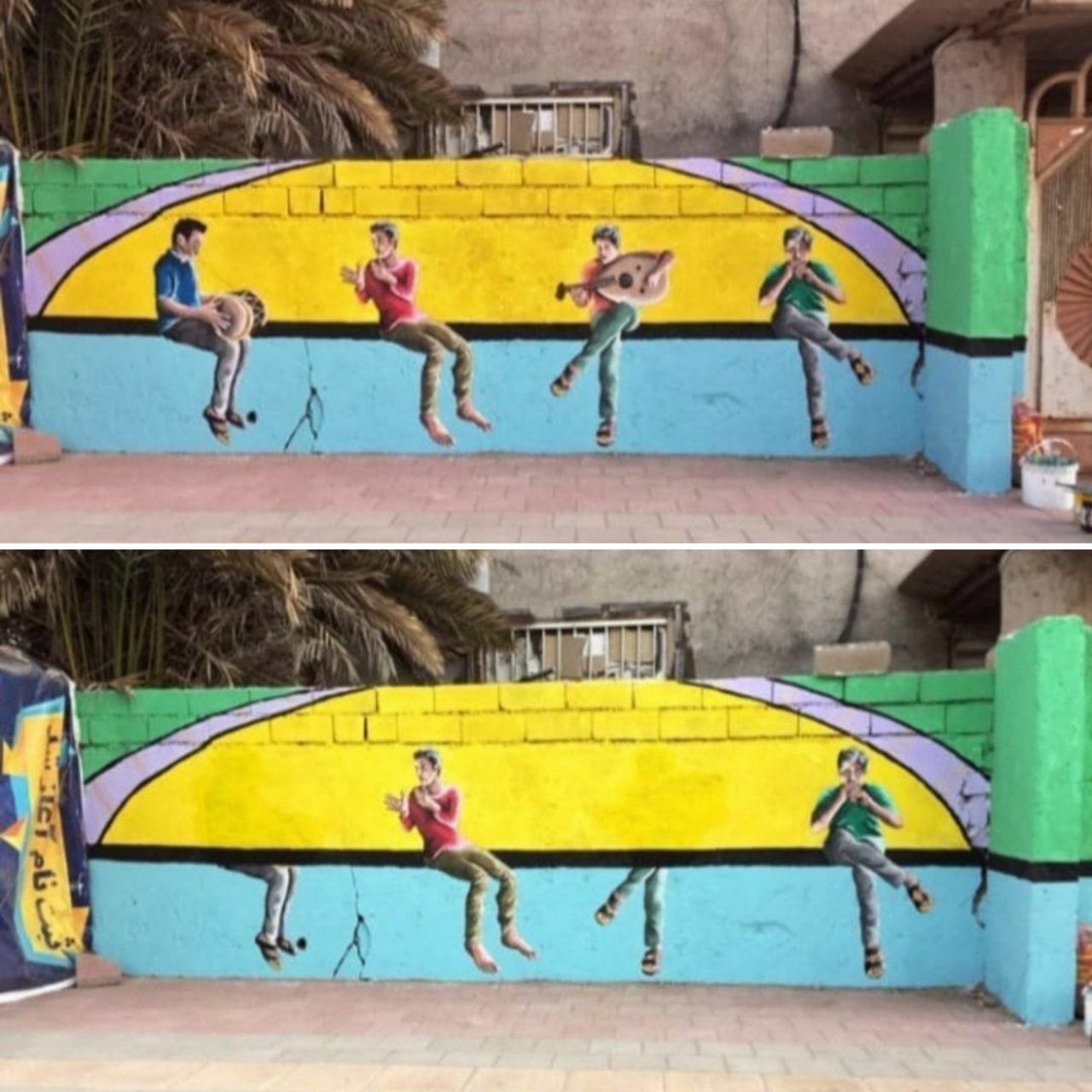 حذف «ساز‌های موسیقی» از نقاشی‌های دیواری جزیره هرمز +عکس