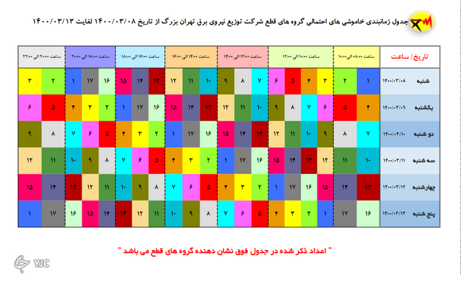جدول خاموشیهای امروز تهران / زمانبندی قطع برق در مناطق مختلف پایتخت از ساعت ۱۴ تا ۱۶