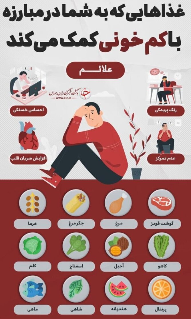 غذا‌هایی که به شما در مبارزه با کم‌خونی کمک می‌کند+ اینفوگرافی